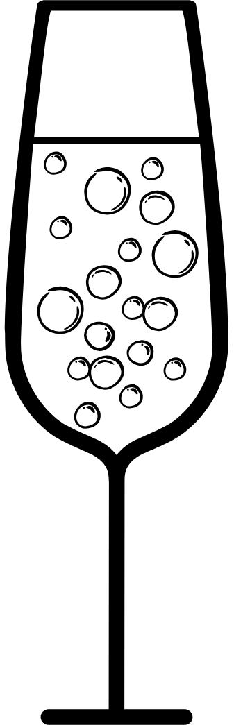 Sektglas Grafik mit Blasen